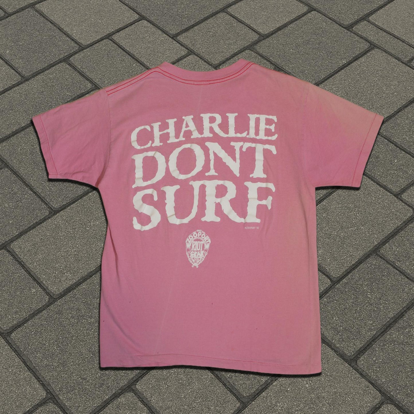 1991 Charles Manson Pink Charlie Don’t Surf Tee