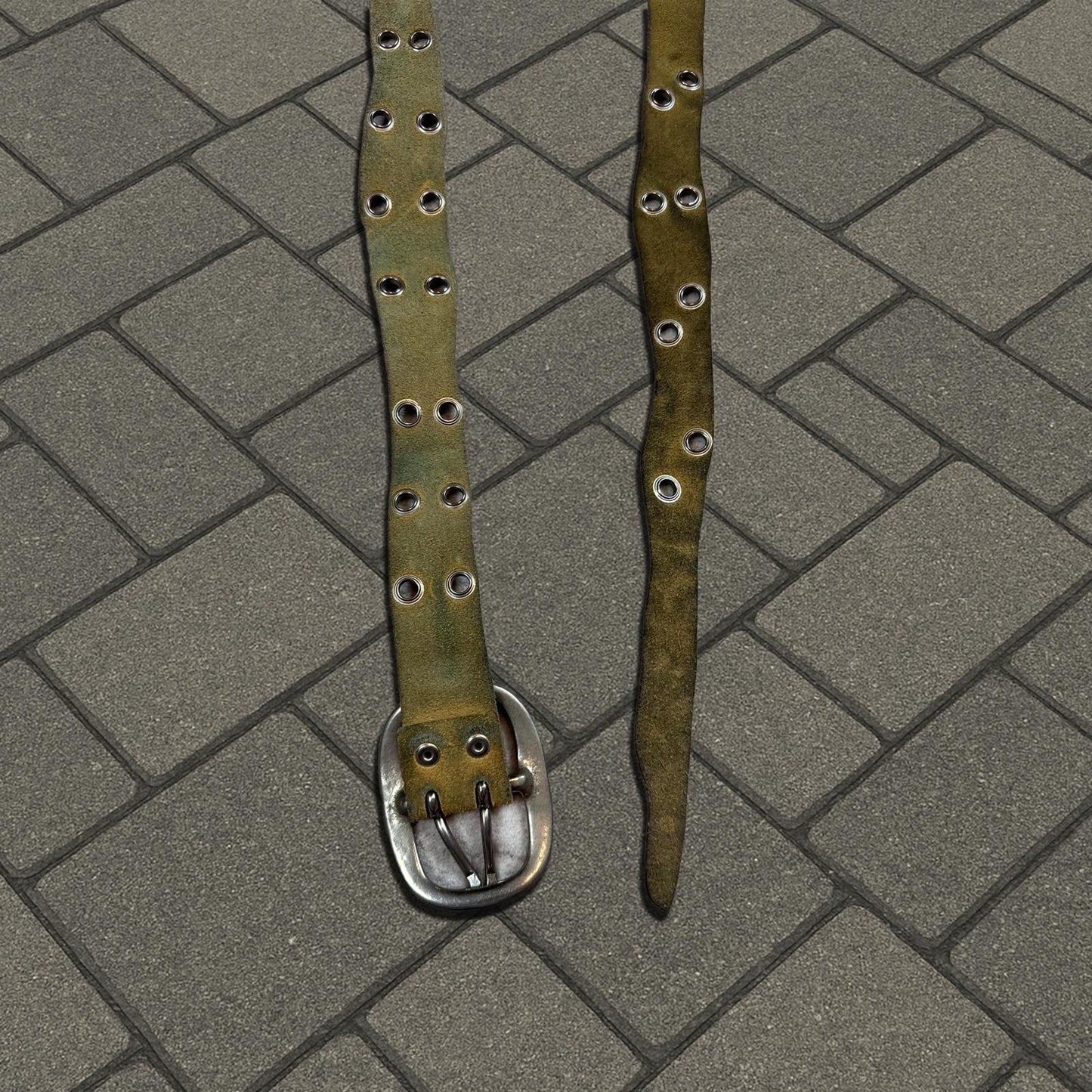 SS04 Undercover 'Languid' Distorted Suede Leather Belt