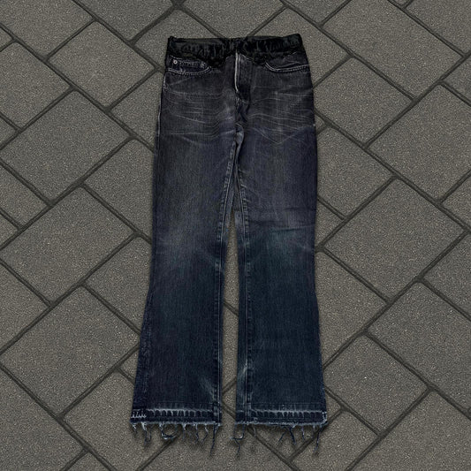 AW06 Dior Homme Satin Waist Cummerbund Denim