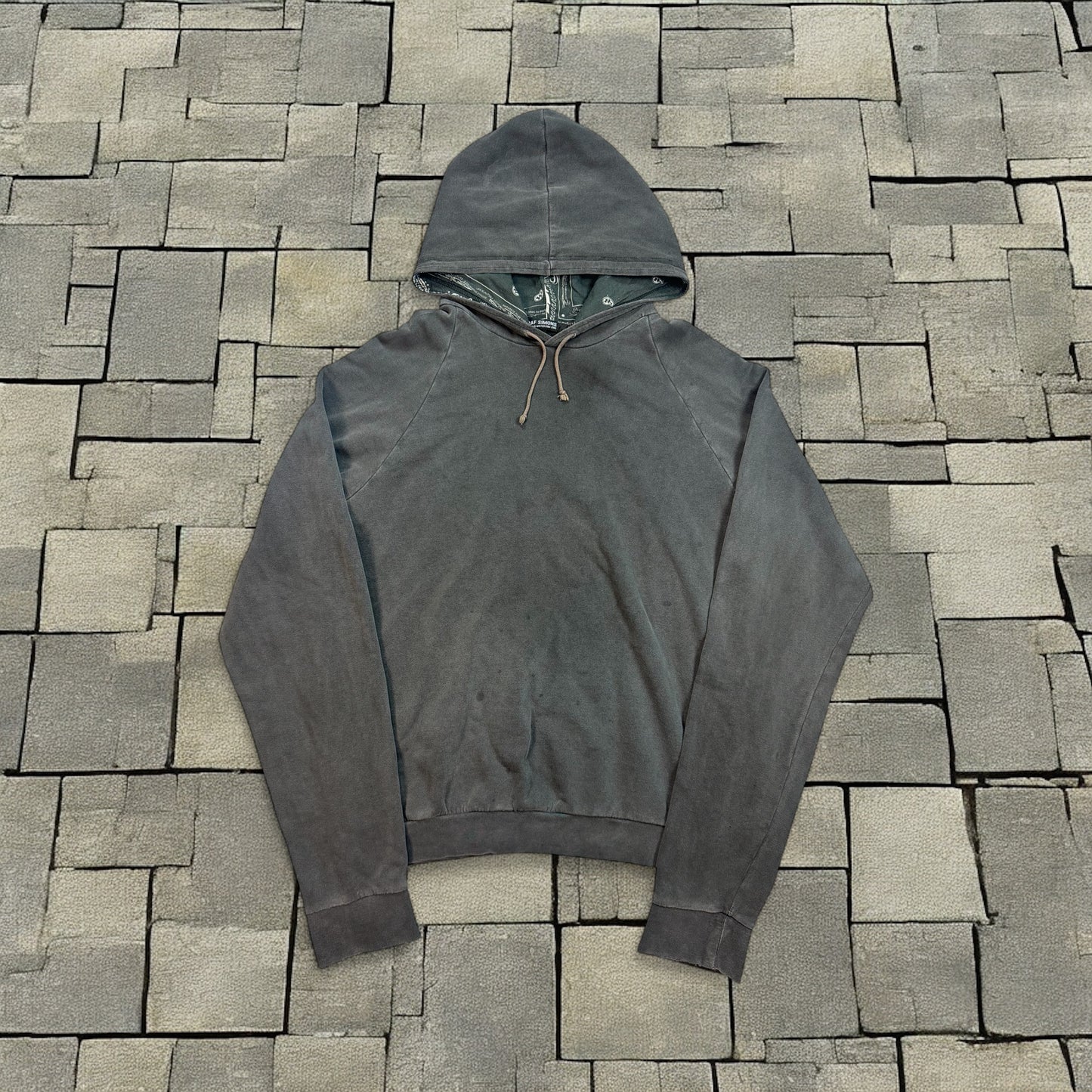 AW04 Raf Simons “Waves” Black Reverse Paisley Hoodie