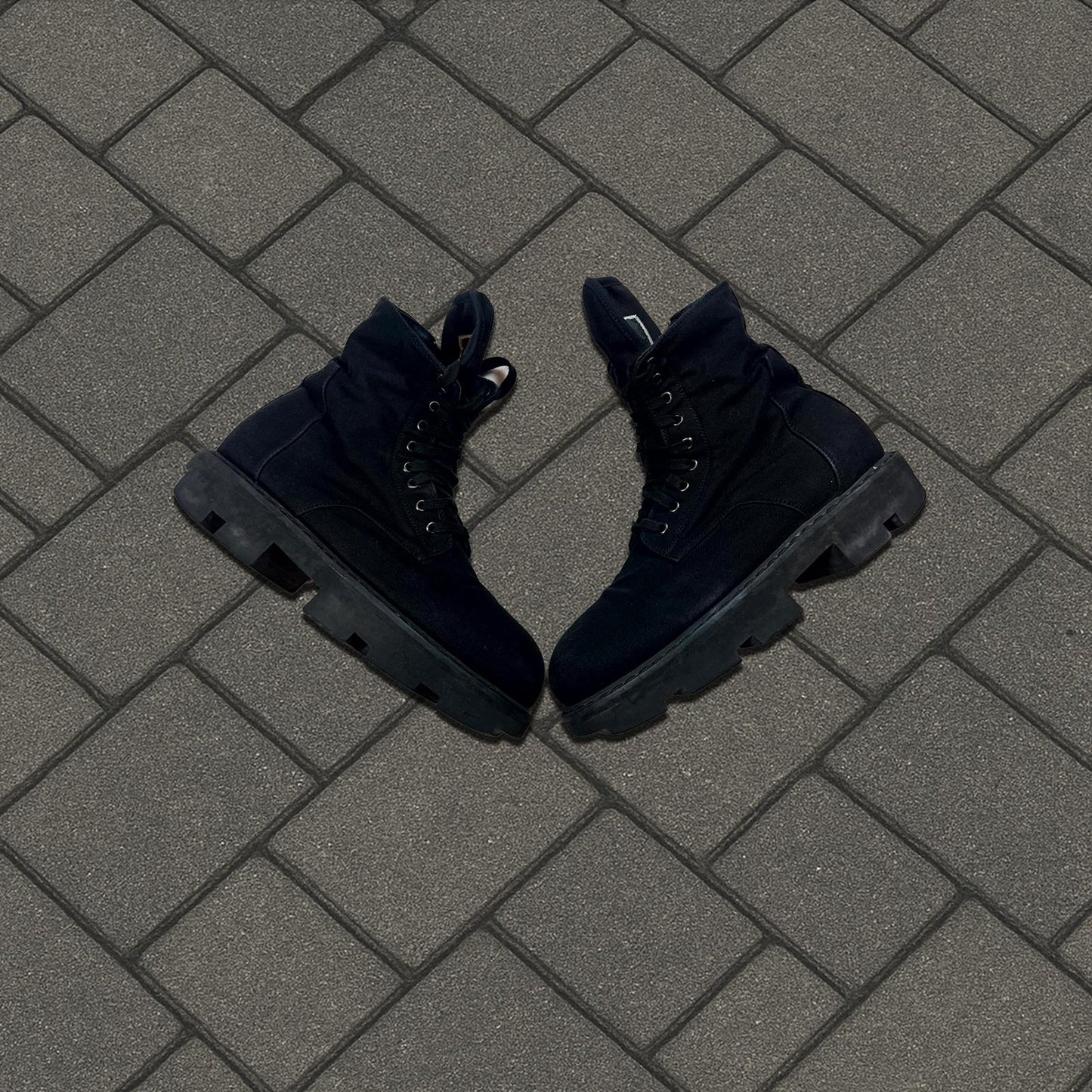 Rick Owens DRKSHDW Black Canvas Megatooth Boots