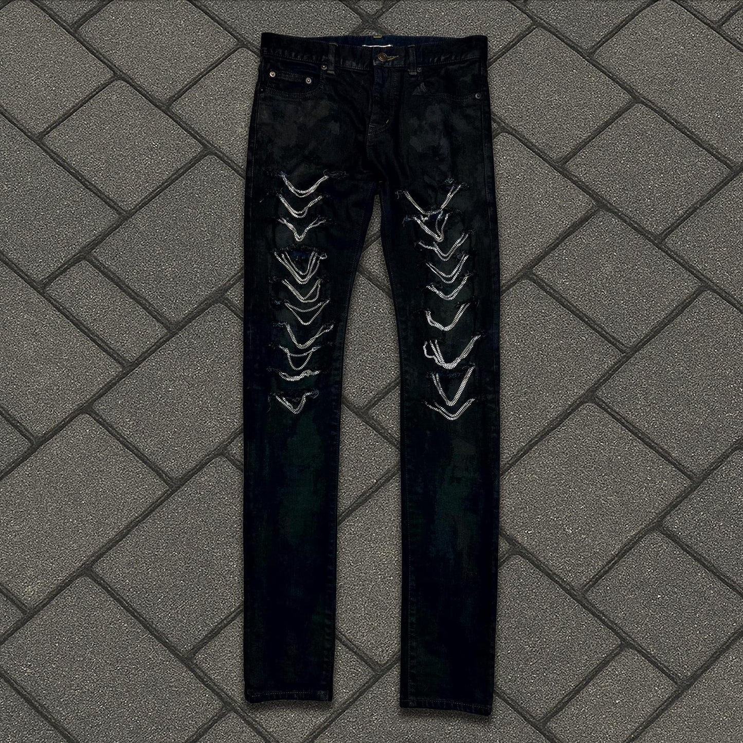 FW13 Saint Laurent Paris Oil Waxed Chain Denim