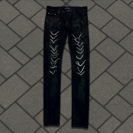 FW13 Saint Laurent Paris Oil Waxed Chain Denim