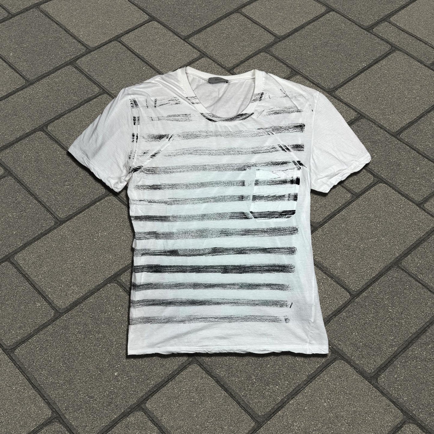 SS05 Dior Homme White Runway Stripe Tee