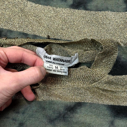 AW06 Junya Watanabe Glitter Safety Pin Striped Sweater