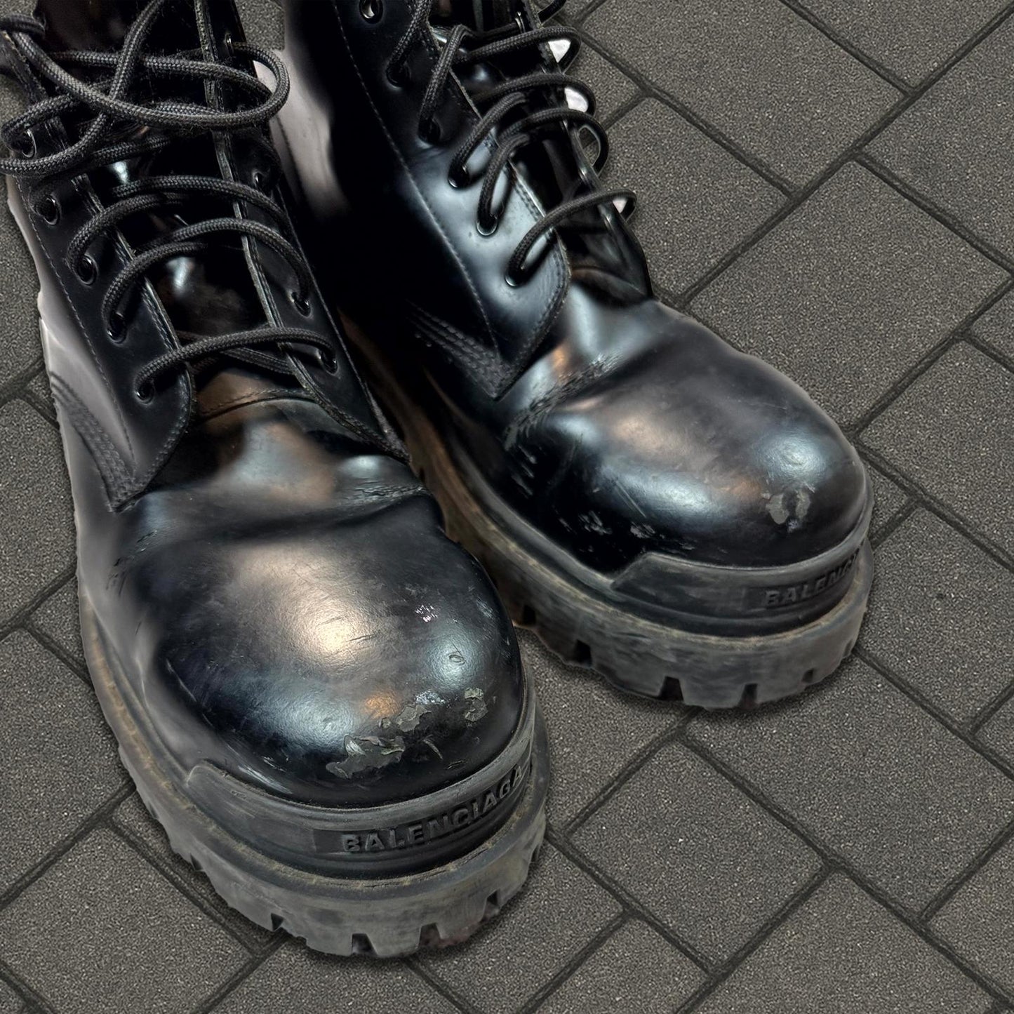 Balenciaga Calfskin Black Strike Boot