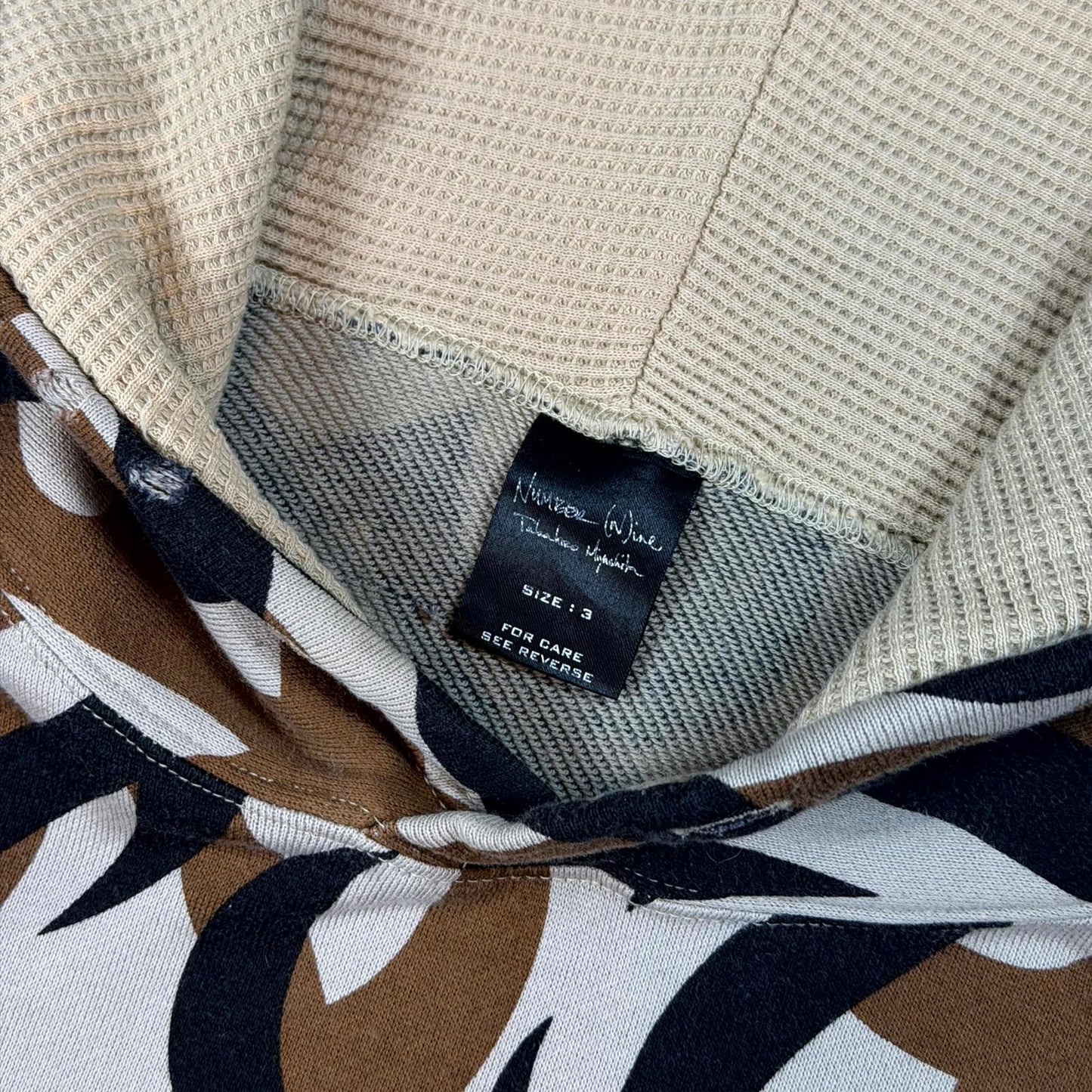 AW04 Number (N)ine Beige Tribal Pullover Hoodie