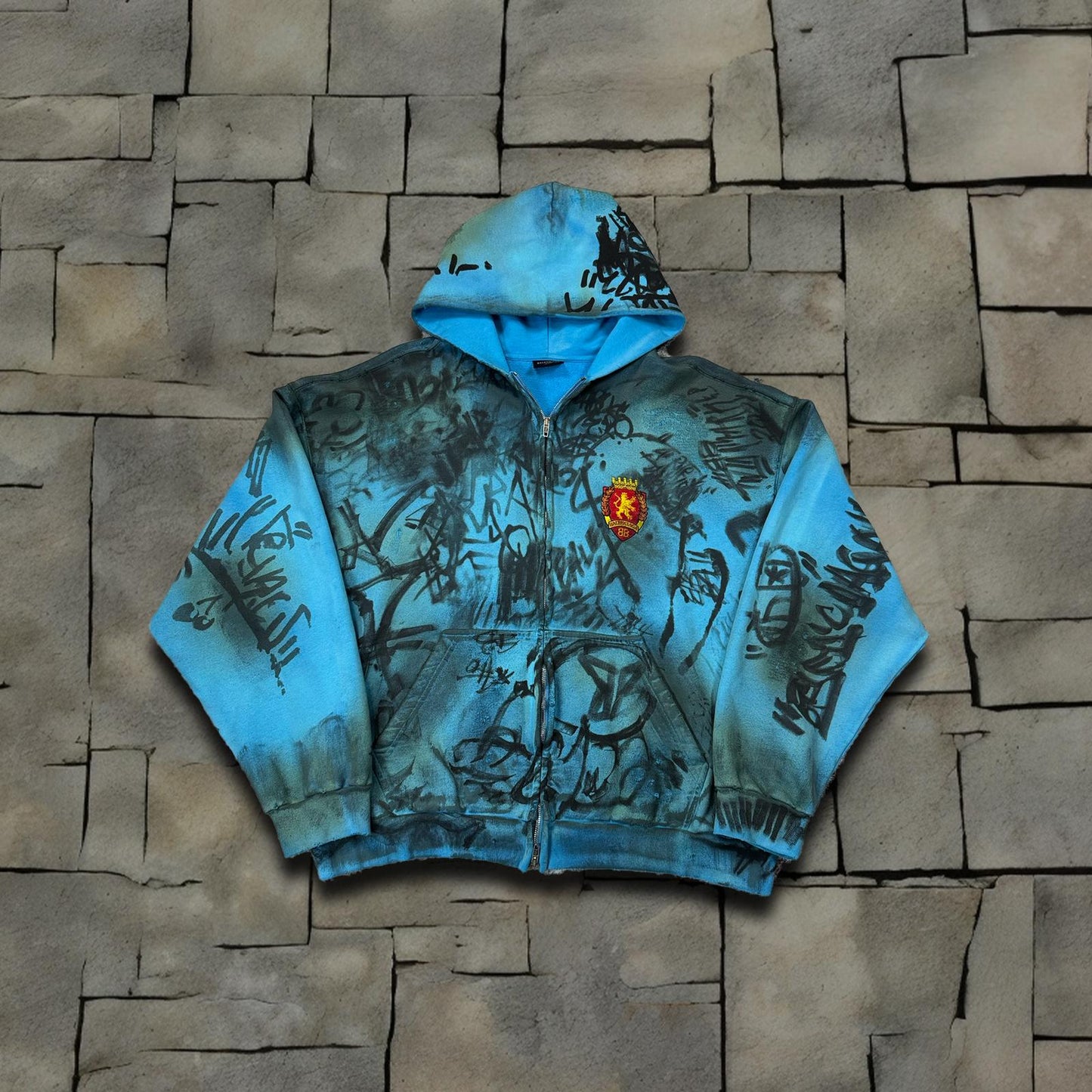 SS23 Balenciaga Blue Skater Zip-Up Hoodie