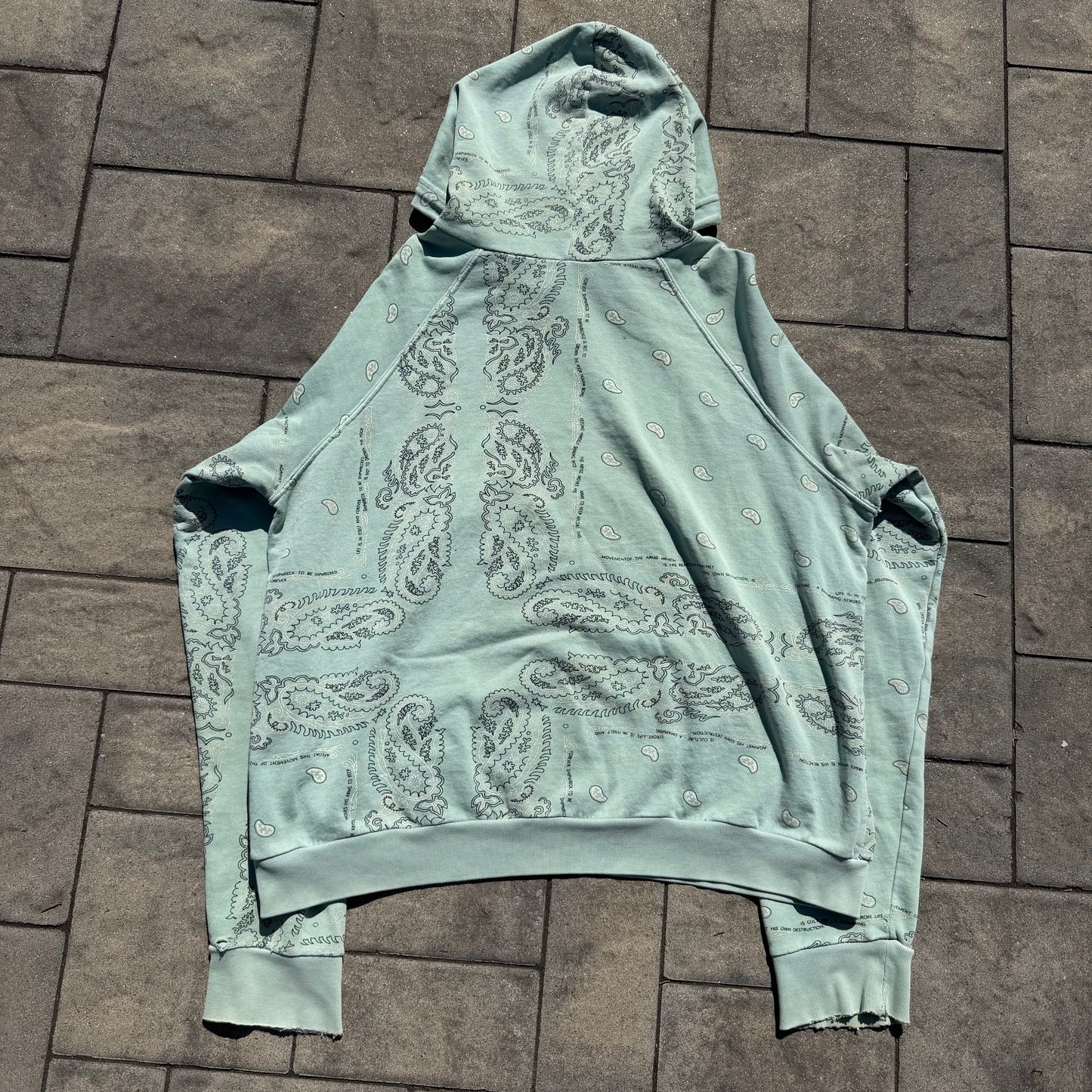 AW04 Raf Simons Mint Pocketless Paisley Hoodie