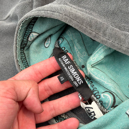 AW04 Raf Simons Grey/Seafoam Reverse Paisley Hoodie