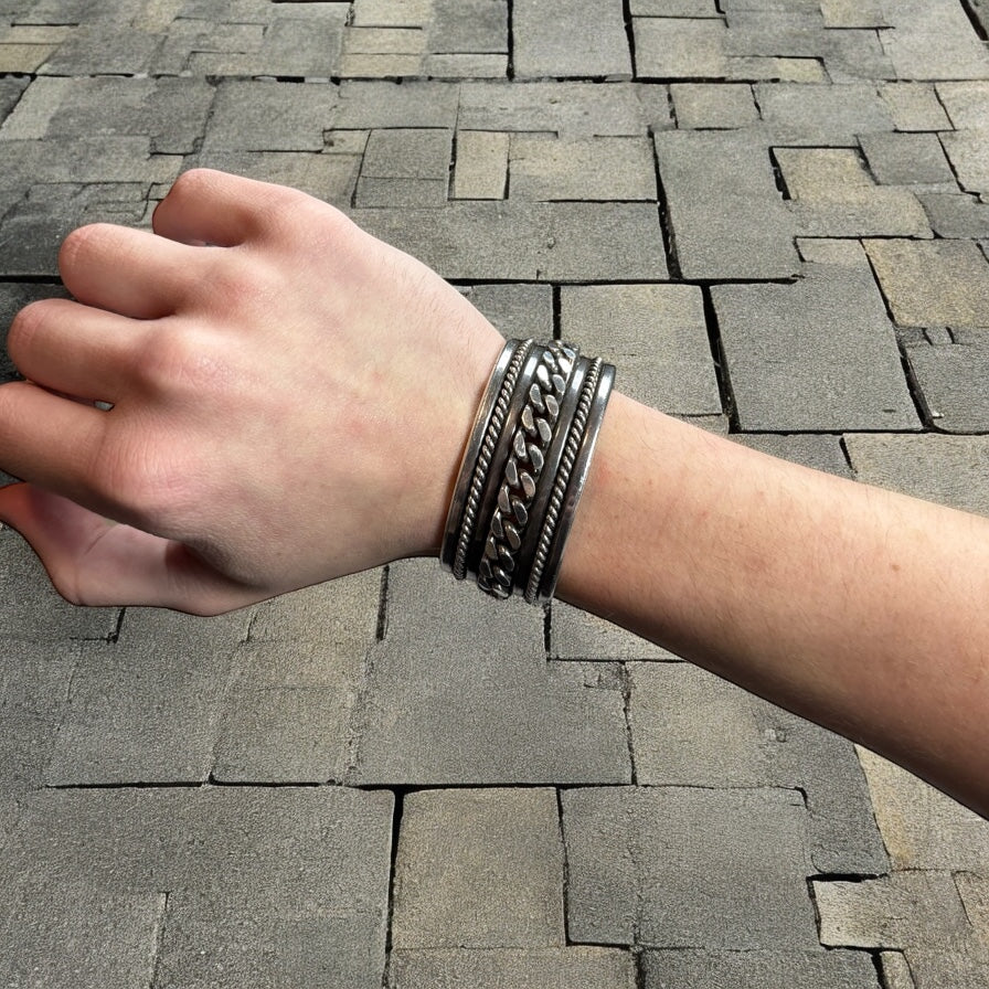 SS15 Saint Laurent Paris “Psych Rock” Silver Bangle Bracelet