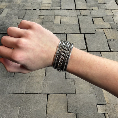 SS15 Saint Laurent Paris “Psych Rock” Silver Bangle Bracelet