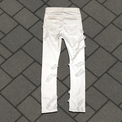 Rick Owens DRKSHDW Slashed White Detroit Cut Denim