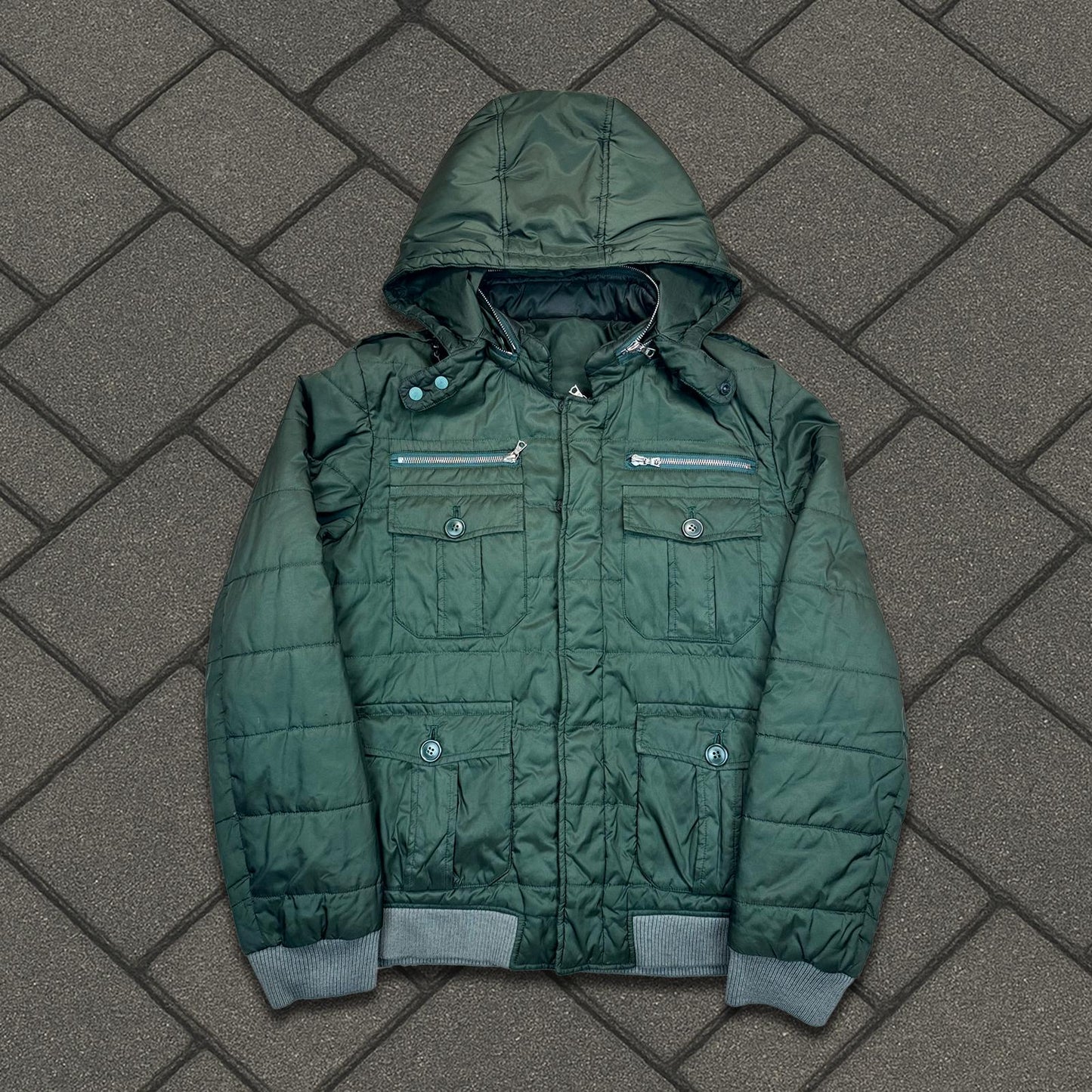 AW07 Undercover Dark Green Utility Puffer Jacket