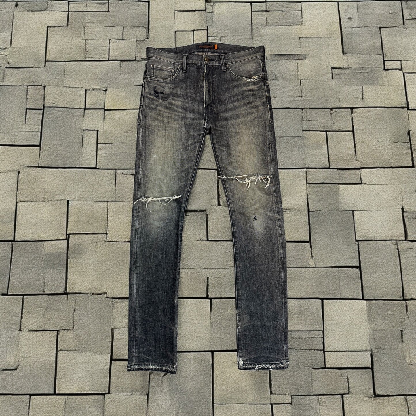 AW05 Undercover Black Skull Boro Denim