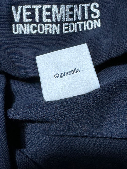 Vetements Navy Unicorn Hoodie