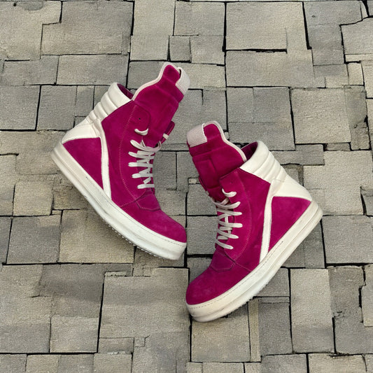SS23 Rick Owens Pink Suede Geobaskets
