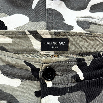 Balenciaga Trompe Loeil Snow Camo Destroyed Shorts