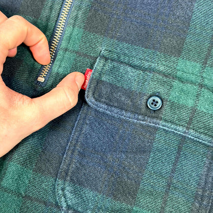 FW16 Supreme Green Plaid Hooded Quarter Zip Flannel