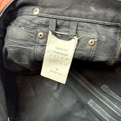 SS16 Rick Owens Black Waxed Torrence Cut Denim