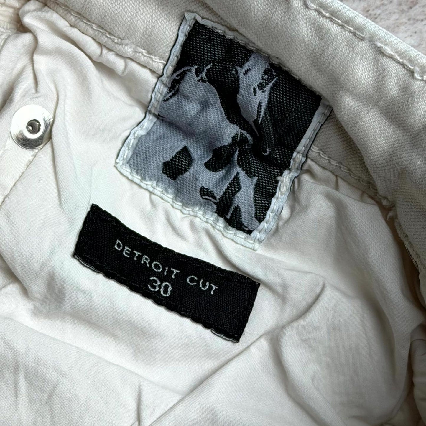 Rick Owens DRKSHDW Slashed White Detroit Cut Denim