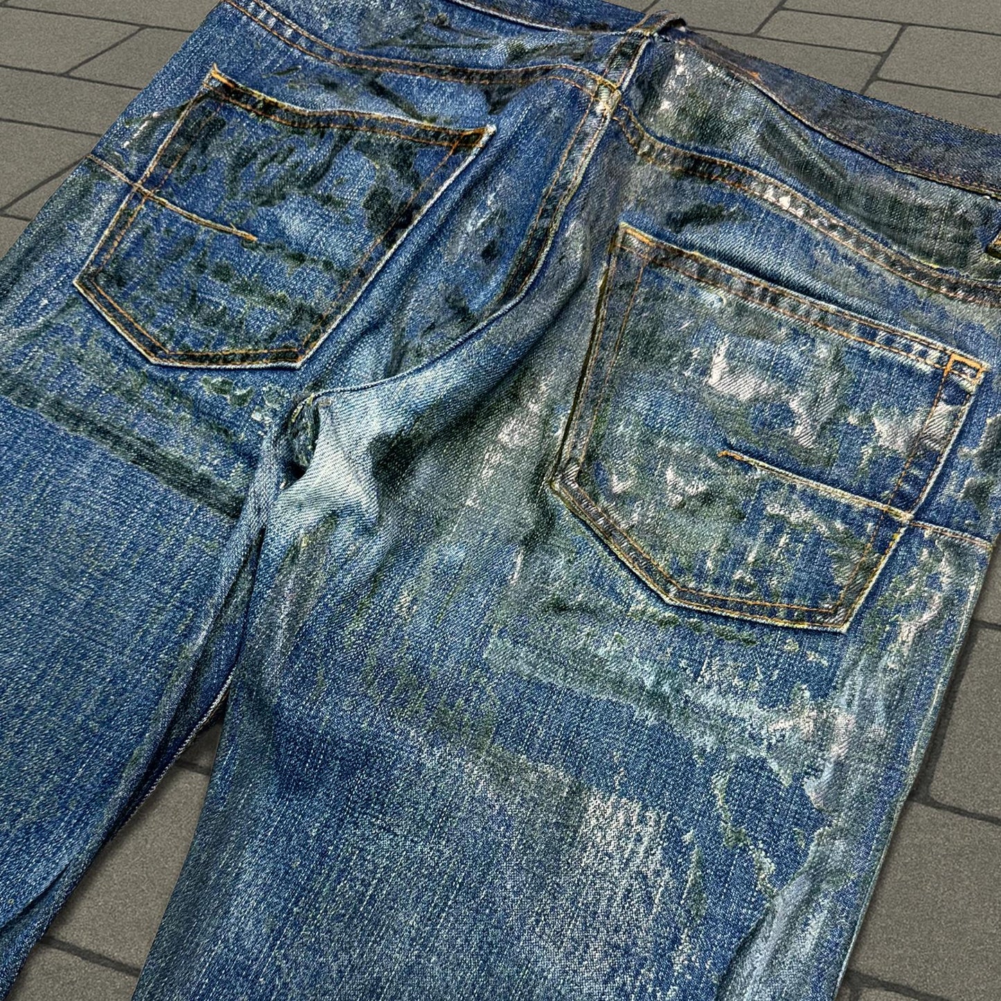 AW05 Dior Homme Green Wax Luster Denim