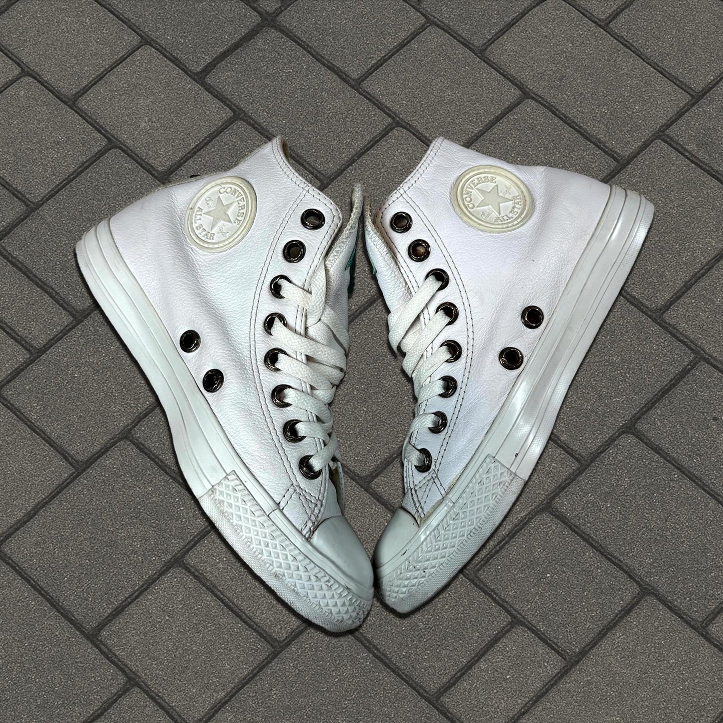 Chrome Hearts Seafoam Green Crocodile Patch Leather Converse