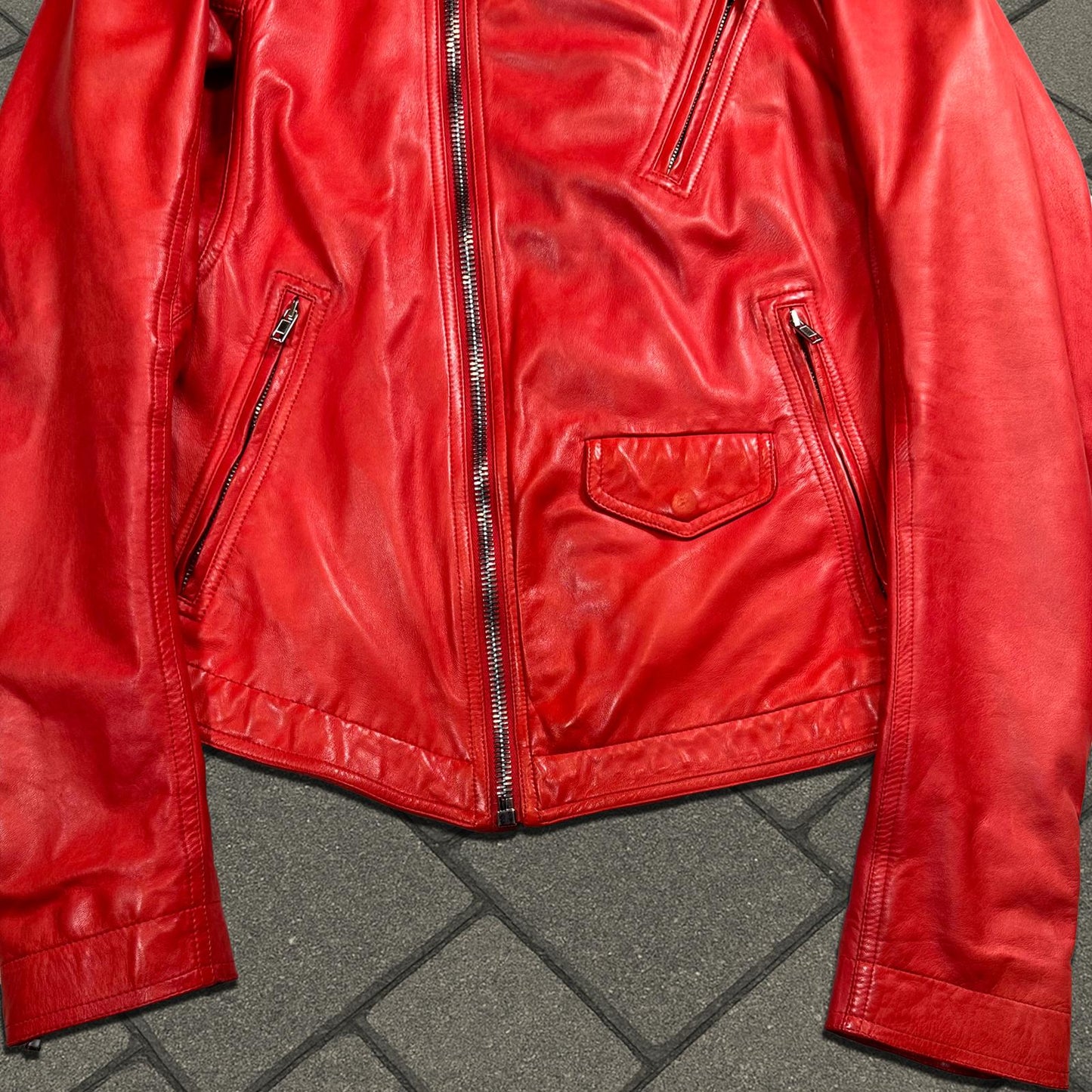 SS17 Rick Owens 'Walrus' Red Leather Stooges Jacket