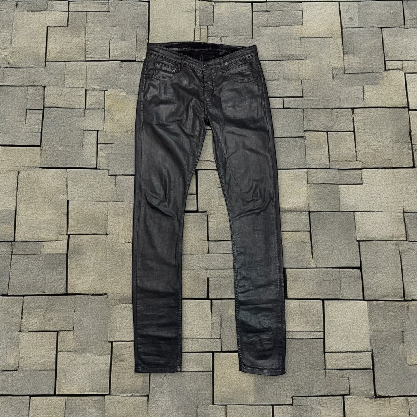 Rick Owens Black Waxed Denim