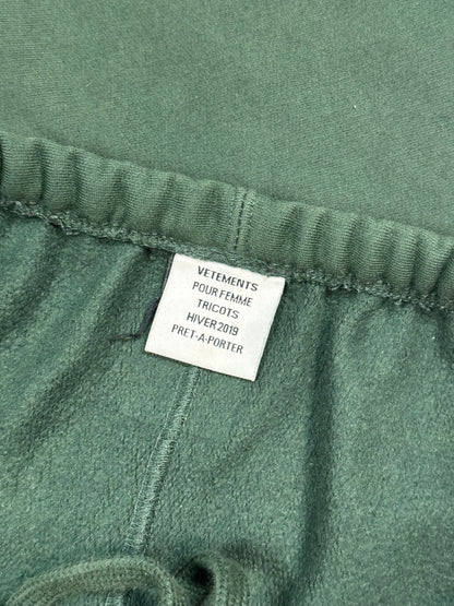 AW19 Vetements Green Spellout Sweatpants