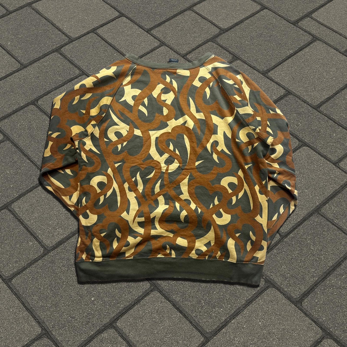 AW04 Number (N)ine Green Tribal Camo Crewneck