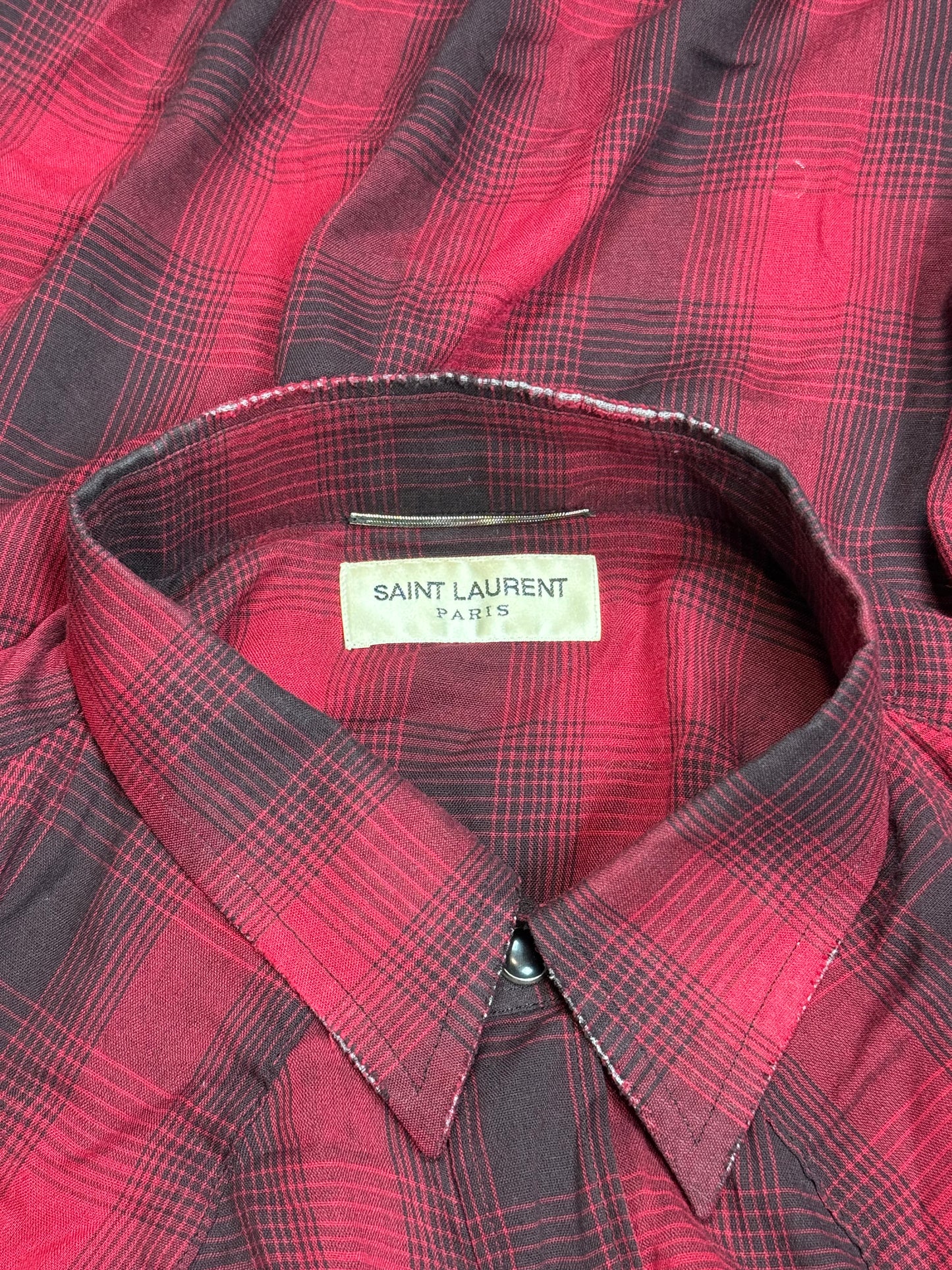 SS16 Saint Laurent Surf Sound Distressed Flannel