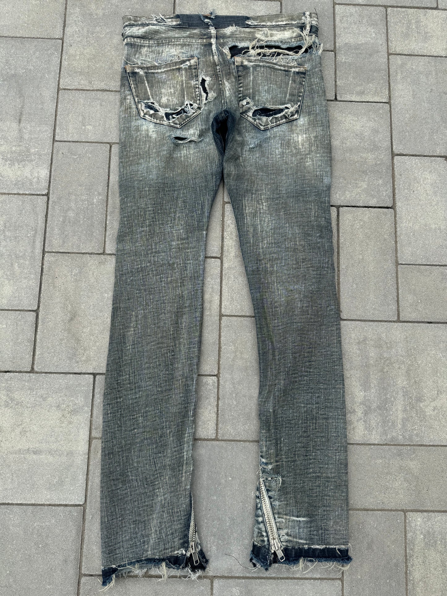 SS09 Rick Owens “Strutter” Acid Wash Banana Cut Denim
