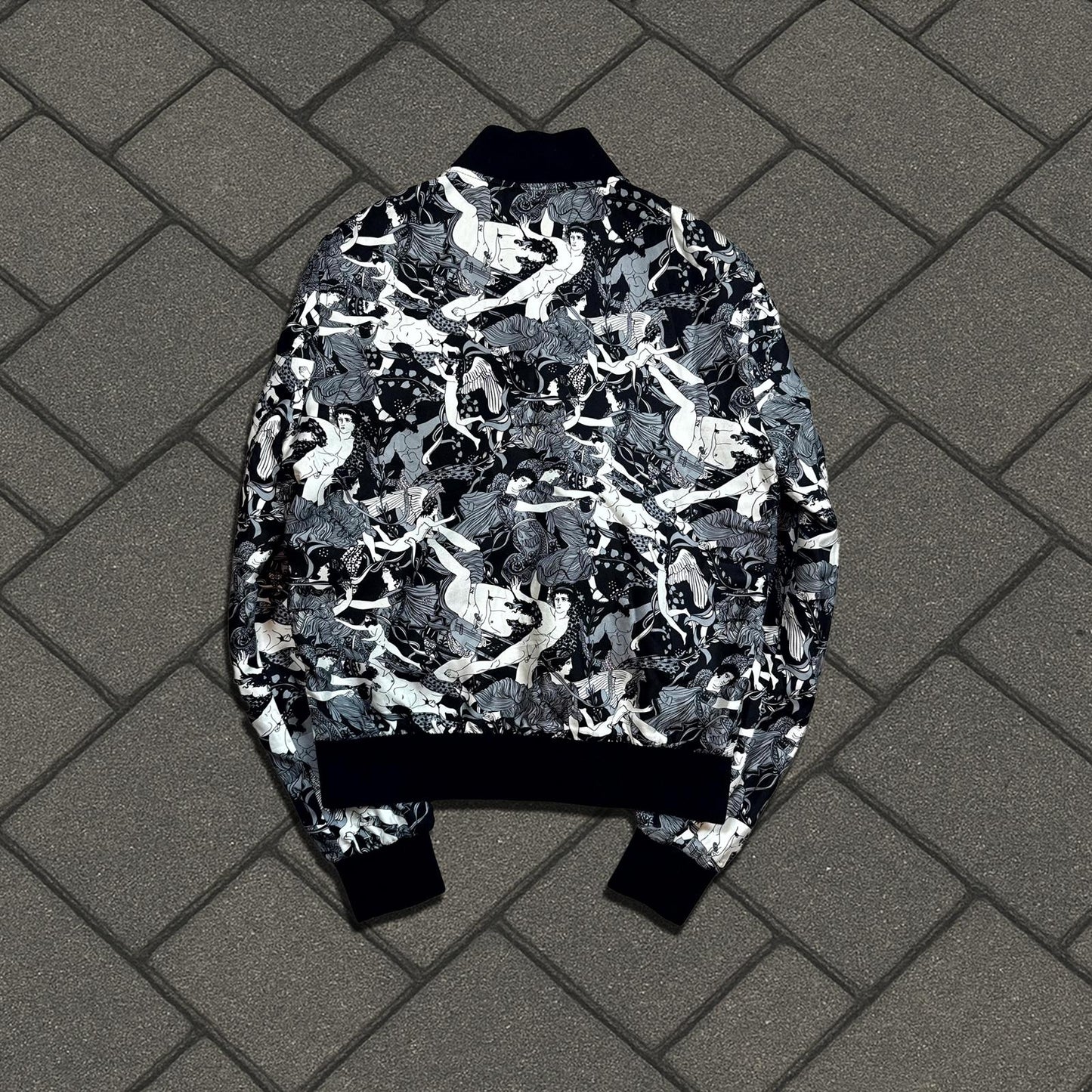 2017 Saint Laurent Paris Greek Gods Silk Bomber Jacket
