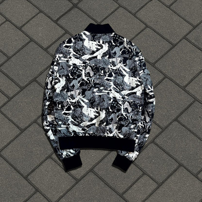 2017 Saint Laurent Paris Greek Gods Silk Bomber Jacket