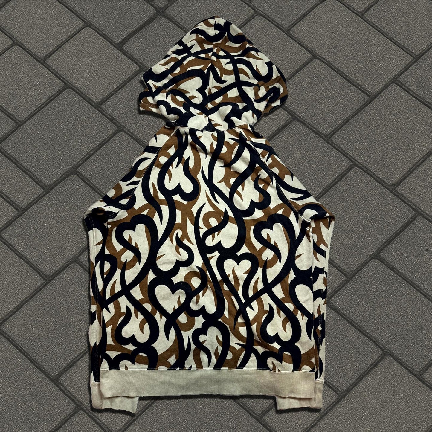 AW04 Number (N)ine Beige Tribal Camo Pullover Hoodie