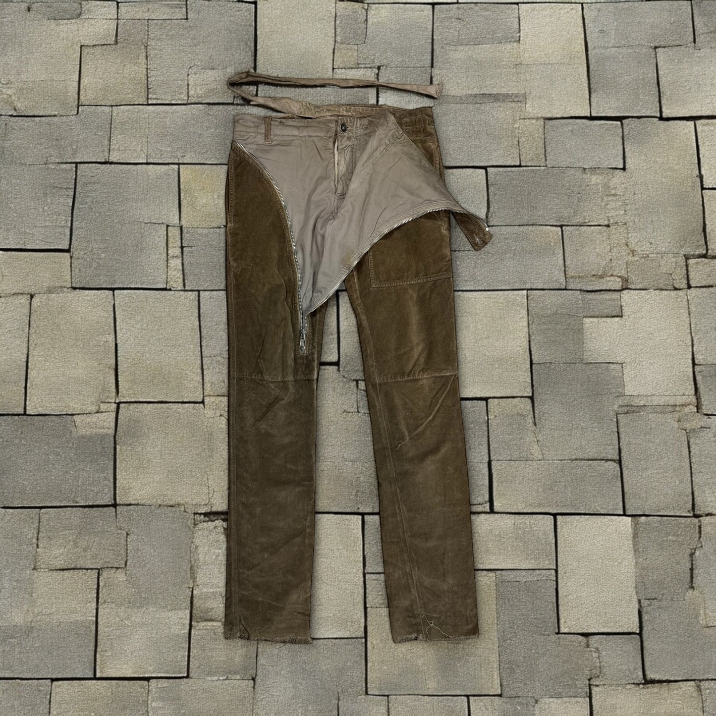 SS08 Rick Owens Brown Velour Double Layer Aircut Pants