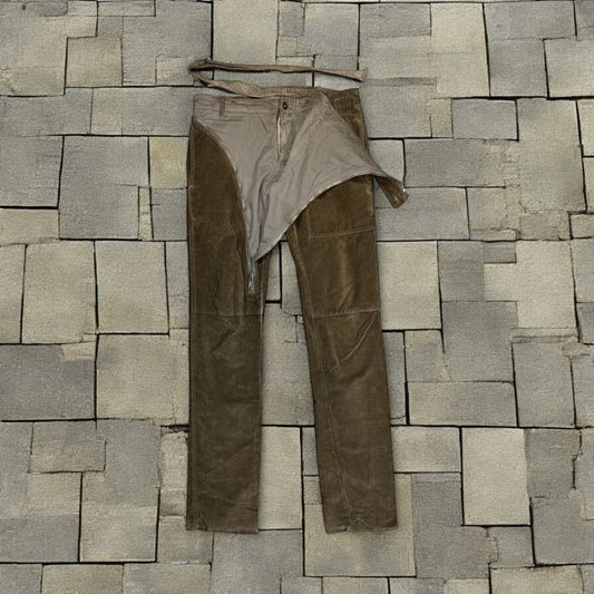 SS08 Rick Owens Brown Velour Double Layer Aircut Pants