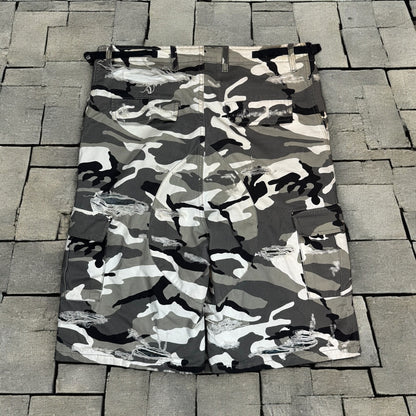 FW21 Balenciaga “Trompe Loeil” Snow Camo Shorts