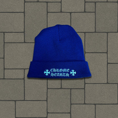 Chrome Hearts Blue Cross Embroidered Beanie