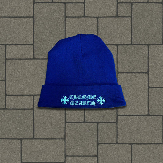 Chrome Hearts Blue Cross Embroidered Beanie