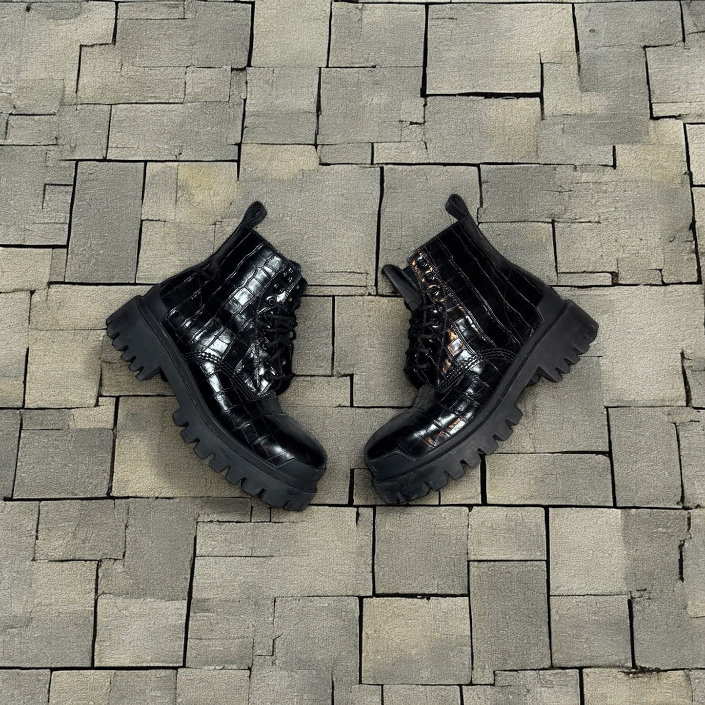 Balenciaga Crocodile Skin Strike Boots