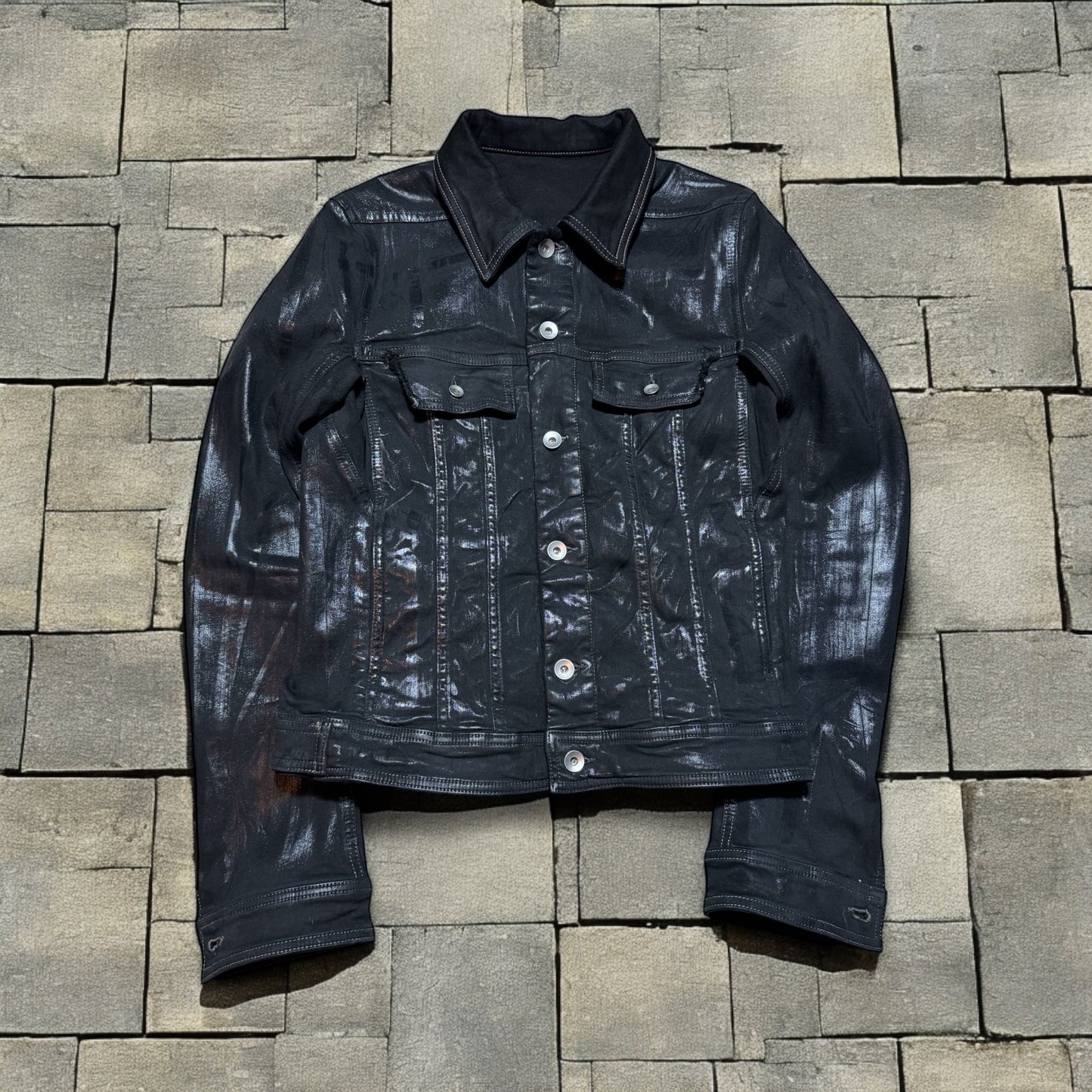 SS24 Rick Owens “Lido” Waxed Trucker Jacket