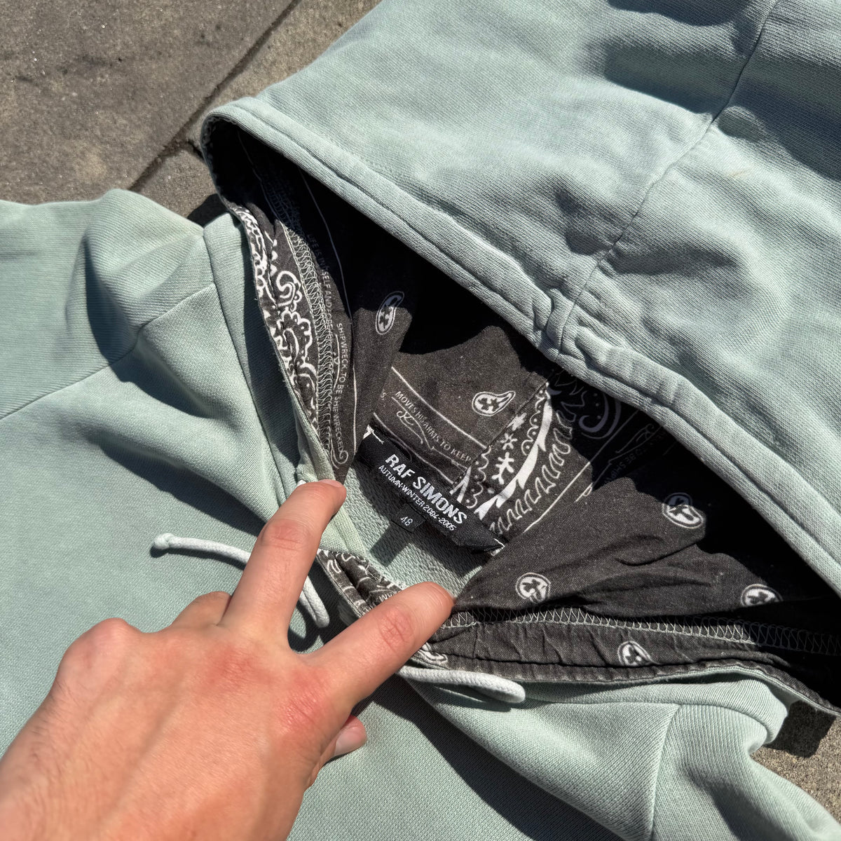 AW04 Raf Simons Mint Reverse Paisley Hoodie