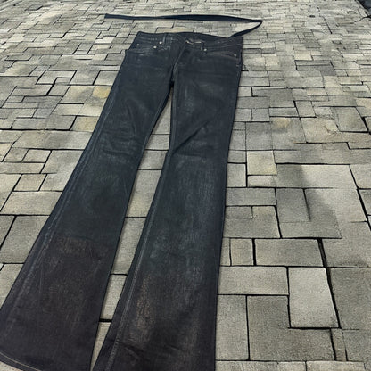 Rick Owens Drkshdw Foil Waxed Tyrone Bootcut Denim