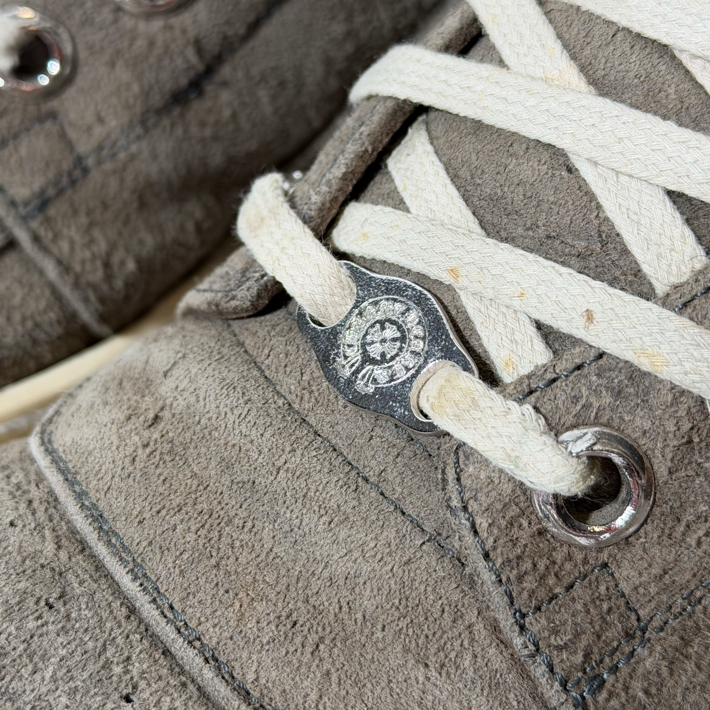 Rick Owens Chrome Hearts Rhodium Geobasket Sneakers