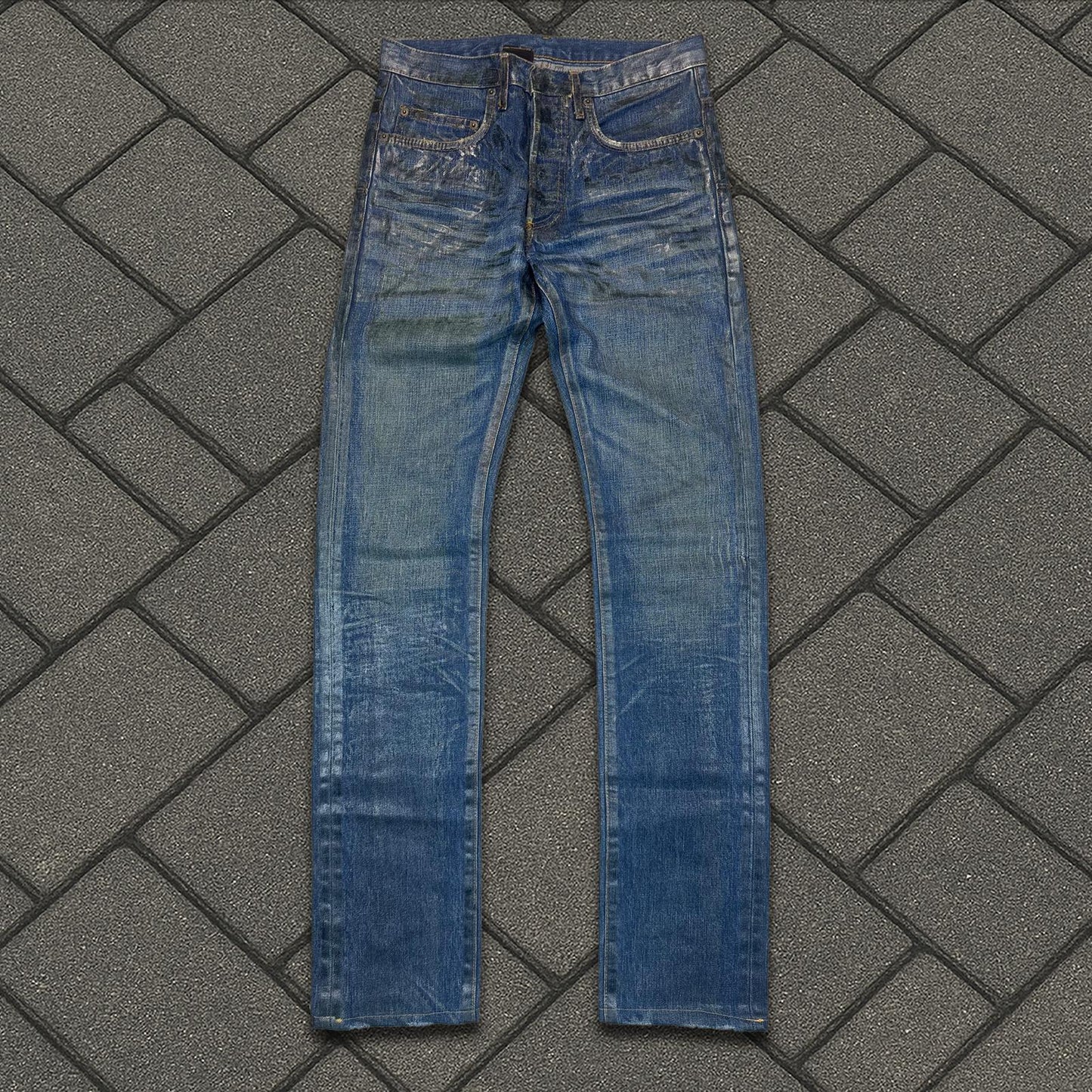 AW05 Dior Homme Green Wax Luster Denim