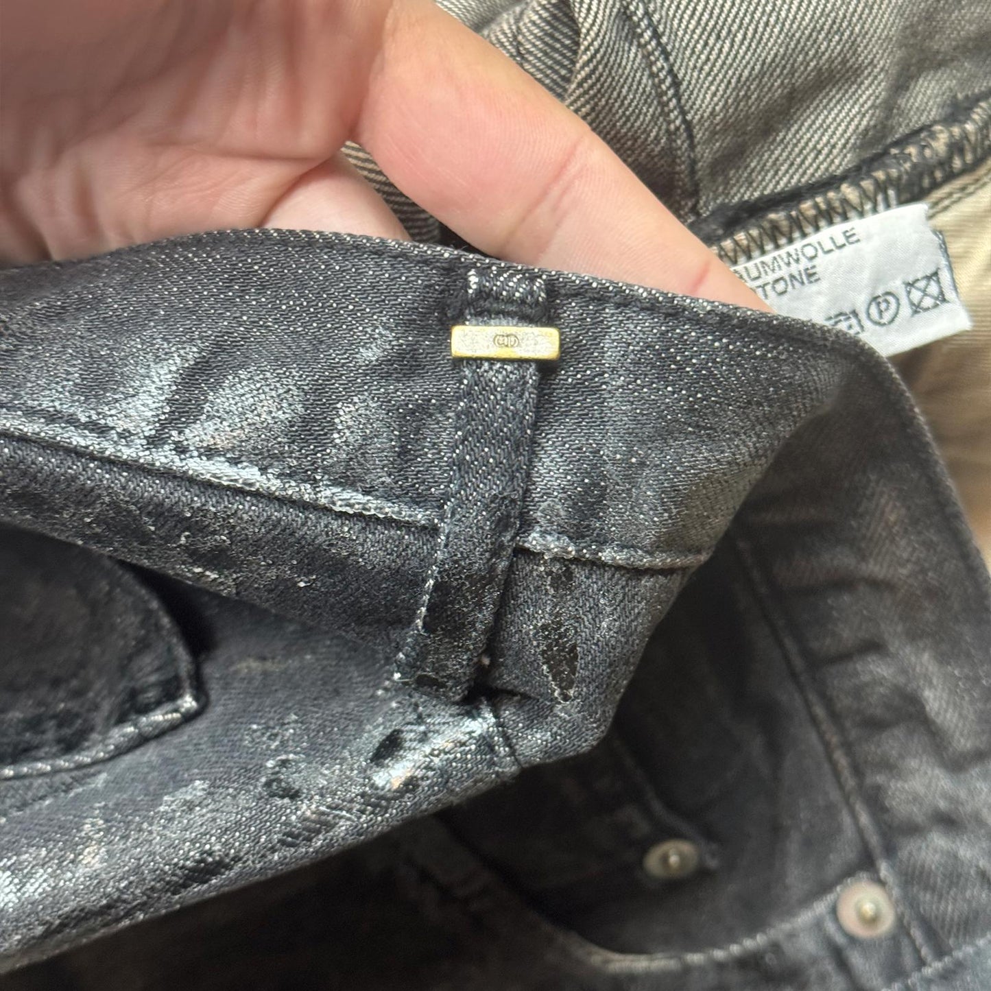 AW04 Dior Homme Black Luster Wax Denim