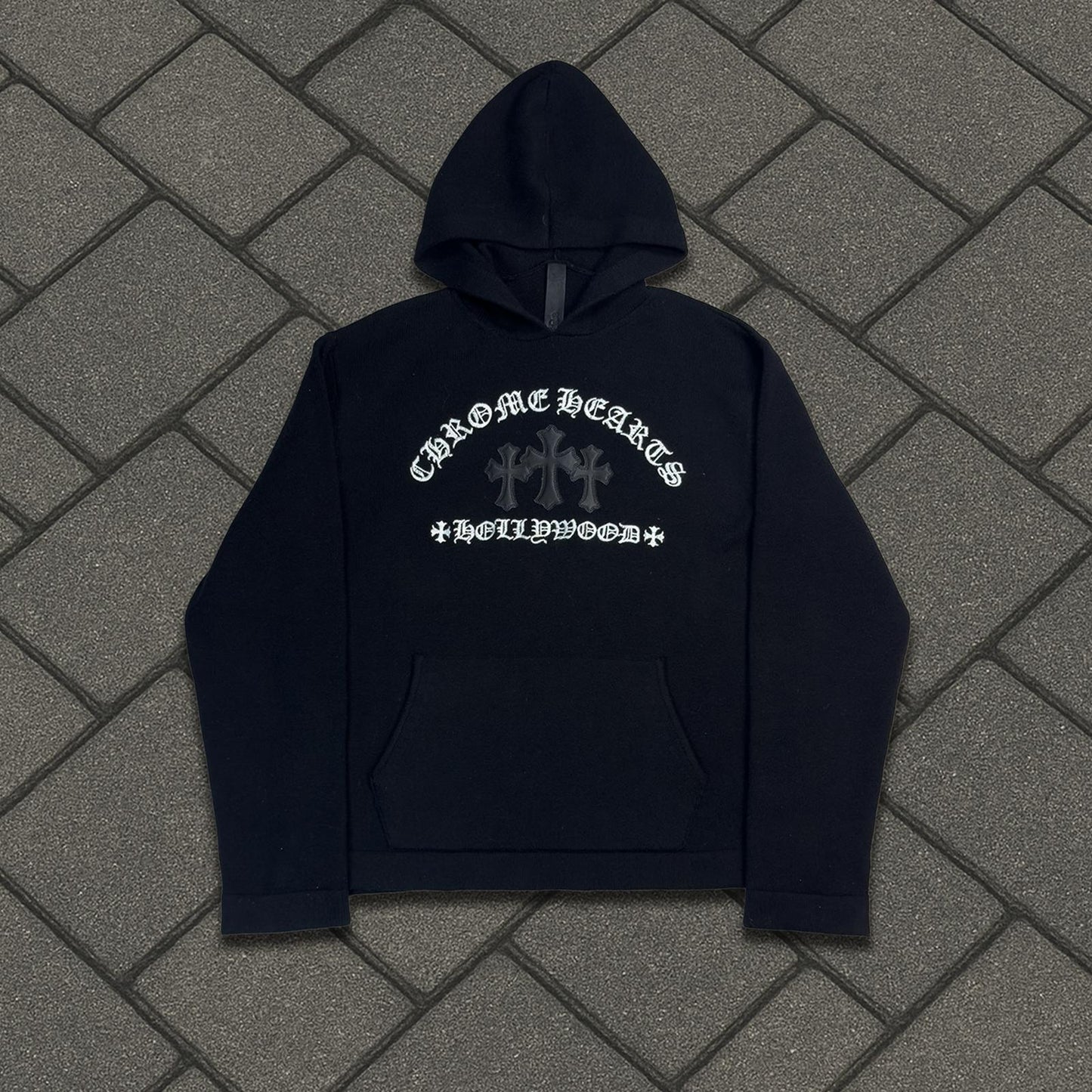 Chrome Hearts Sailin On Leather Patch Cashmere Hoodie