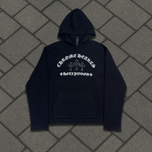 Chrome Hearts Sailin On Leather Patch Cashmere Hoodie